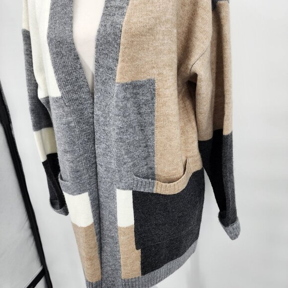 PAPER CRANE Colorblock Open Front Long Cardigan Sweater Small NWT - Picture 4 of 11